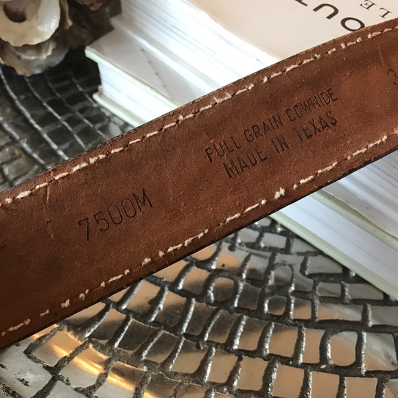 WESTERN LEATHER BELT GERMAN SILVER BUCKLE - Picture 9 of 10